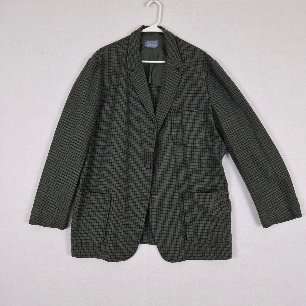 VTG Pendleton Virgin Wool Men's Blazer Plaid Size 48 Preppy Fall Casual Dress Up